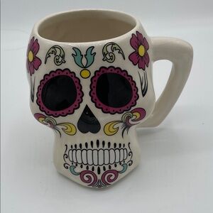 Floral Skull Mug with Handle